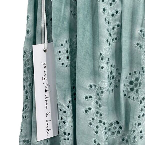 Young Fabulous & Broke Ellis Strapless Eyelet Jumpsuit Surf Blue Women Medium - Picture 11 of 12